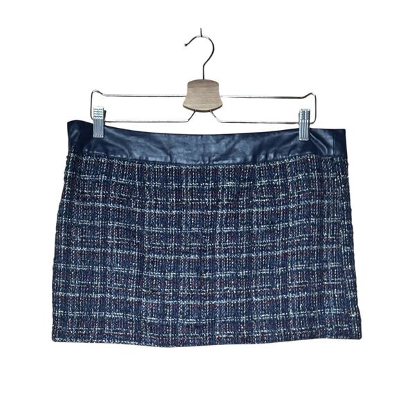 Abercrombie & Fitch Size 10 Navy Blue Wool Blend Tweed Micro Mini Skirt Preppy - Picture 3 of 7